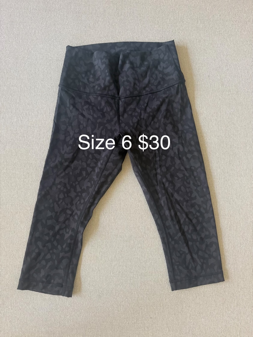 lululemon athletica Black Tonal Leopard Capri Leggings